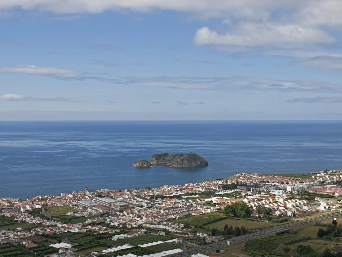 Vila Franca do Campo and its offshore islet, seen from Nossa Senhora da Paz on São Miguel